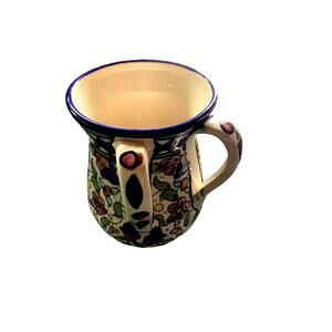 Vintage Ceramic Washing 2 Handled Cup Jewish Judaica 6 in"